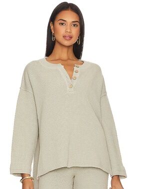 Free People Hailee Sweater Women Size XS Green Oversized Comfort 100% Cotton